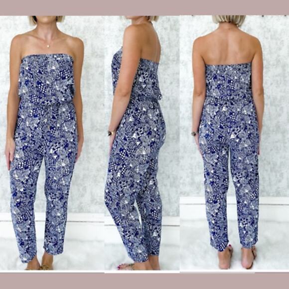 Lilly Pulitzer Target strapless jumpsuit Upstream navy fish womens xxl 2x plus - Picture 9 of 9
